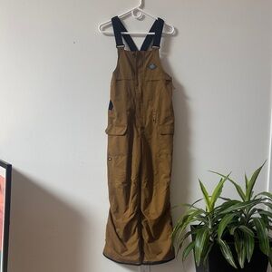 Used 686 Brown youth size large snow Bib Jumpsuit with Black Straps